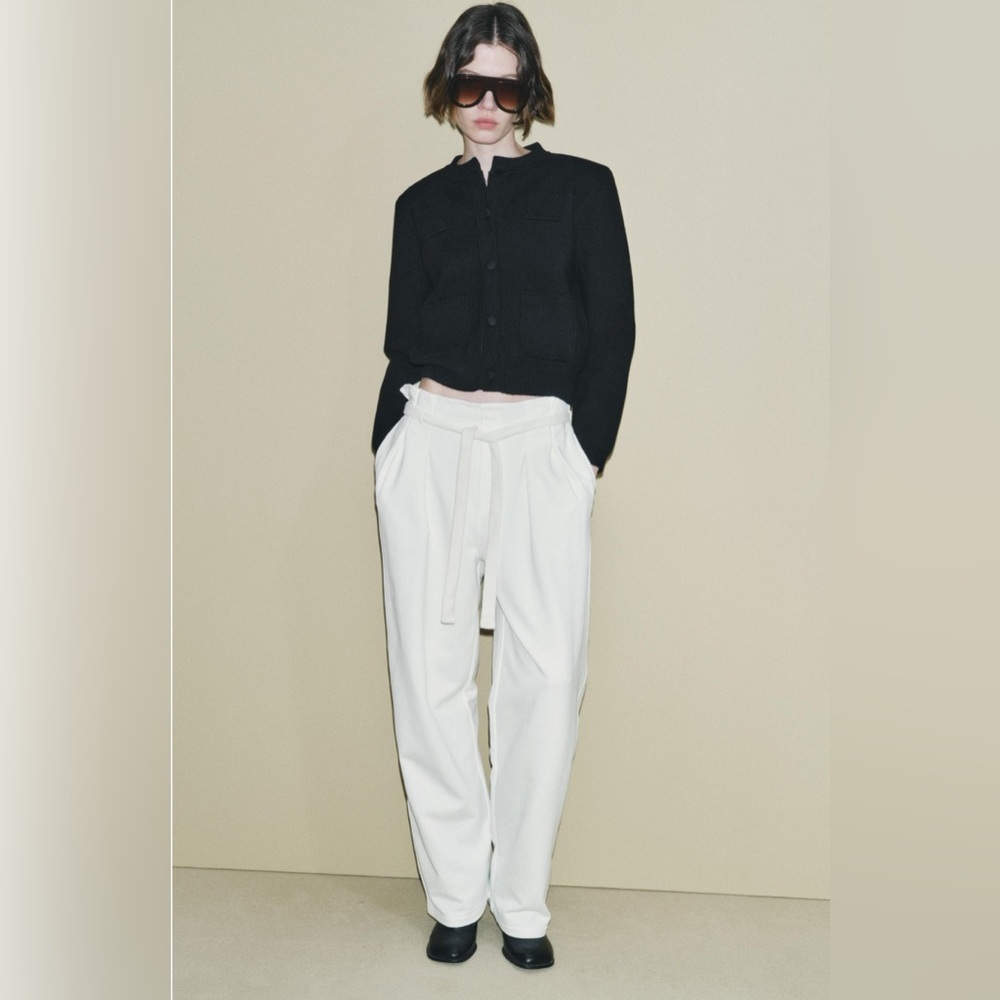 Zara Belted Women's Oyster White Belted Jogging Pants Size Medium NWT❣️